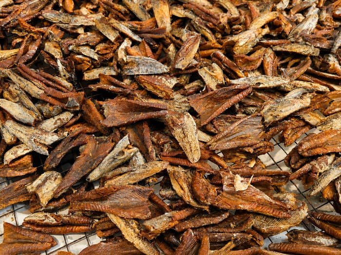 Bandaidhoo dried fish on the racks